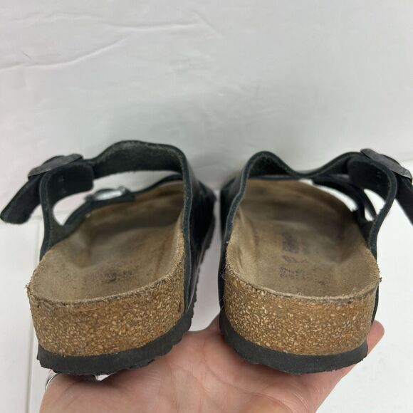 Birkenstock Women’s Size 37 US 6 6.5 Leather Sandals Anthracite Metallic Pewter - Picture 11 of 13